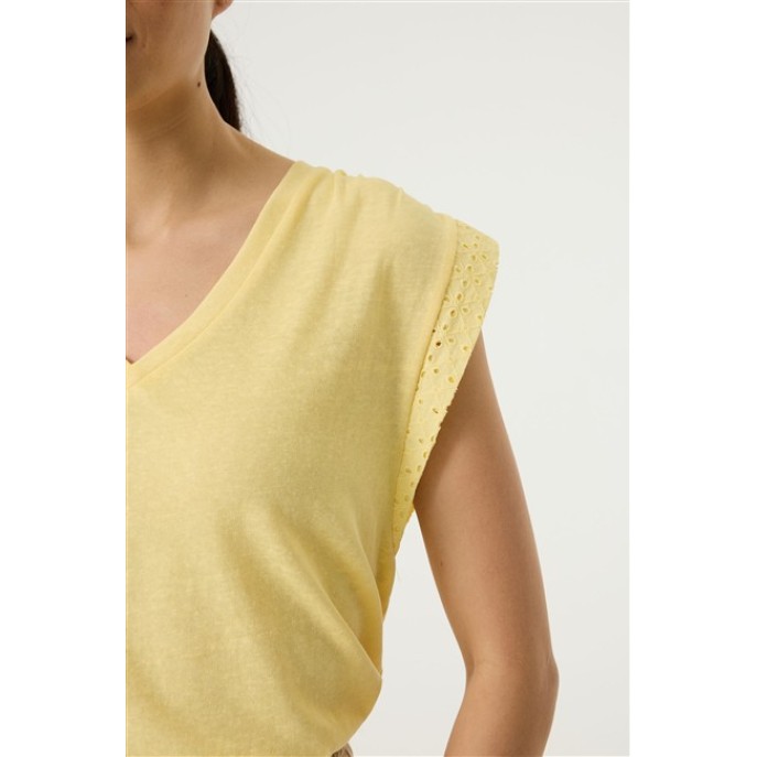 Garcia T-shirt Q260007 Kanten mouw Geel